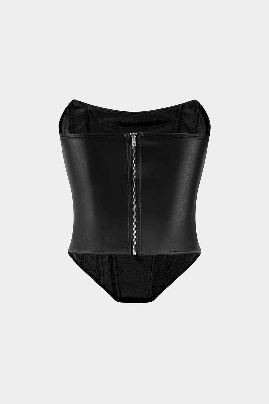 Faux Leather Ruched Corset Tube Top