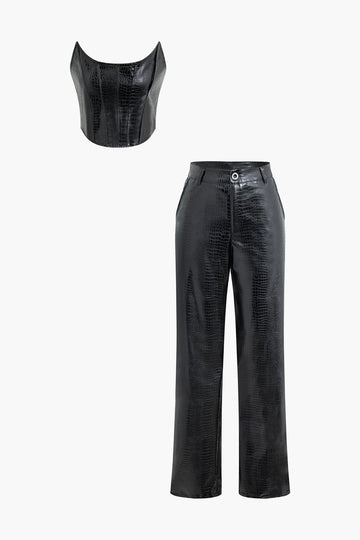 Faux Leather Tube top And Pants Set