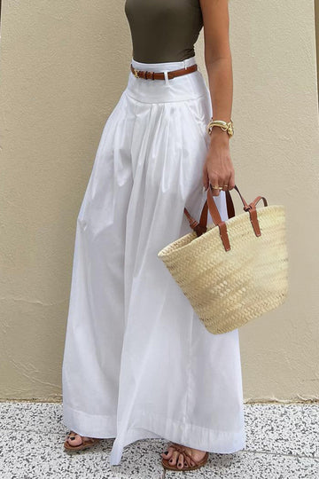 Solid Wide Leg Pants