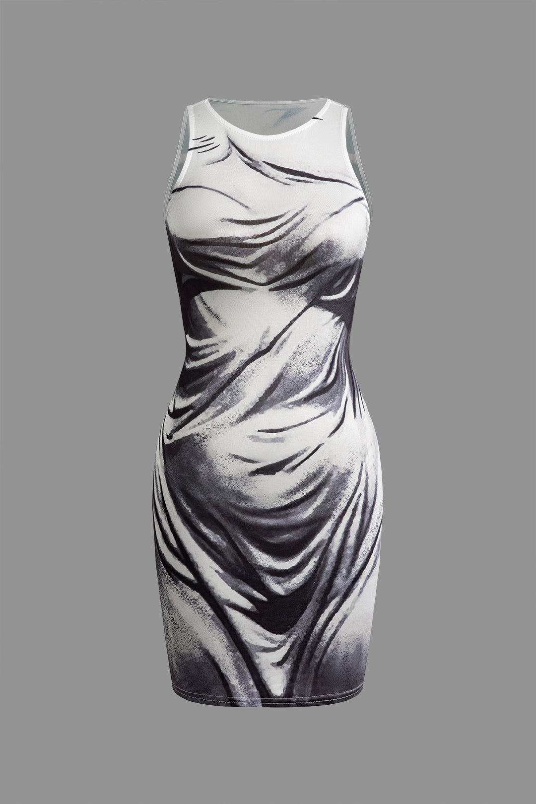 Abstract Swirl Print Sleeveless Mini Dress