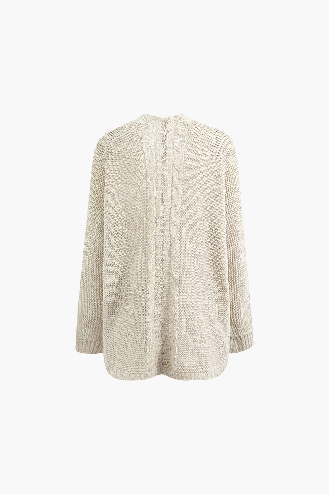 Cable Knit Open Front Patch Pocket Cardigan