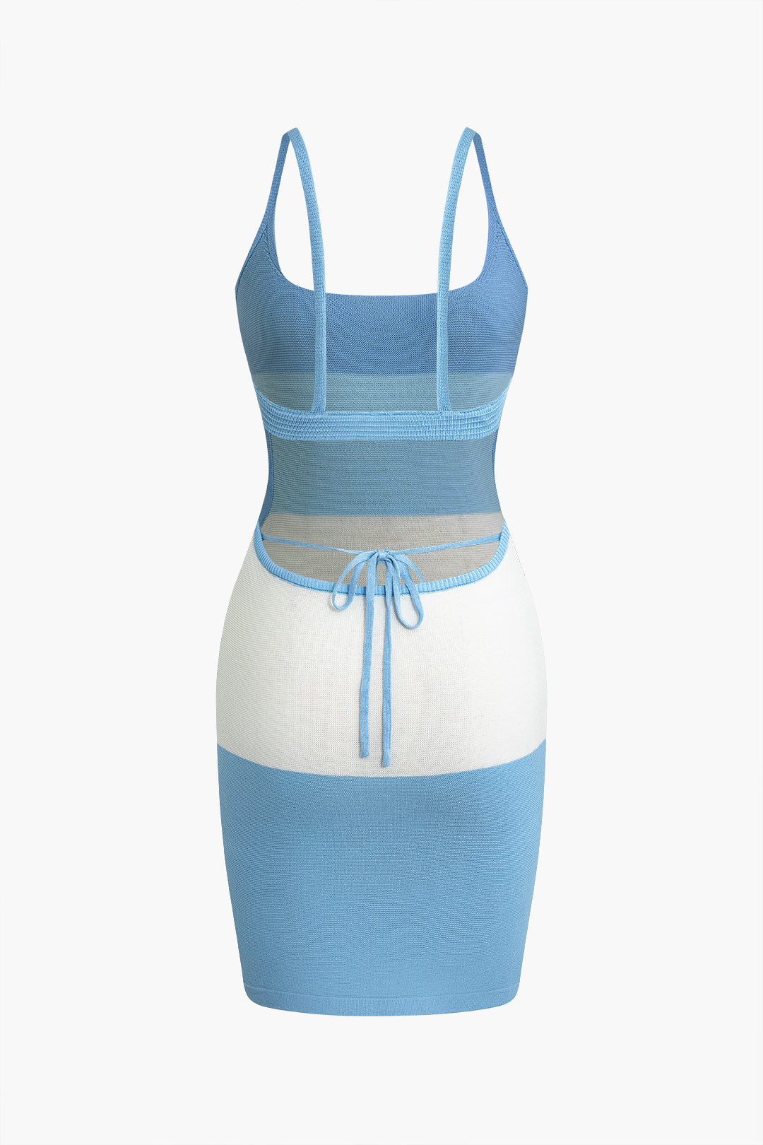 Color Block Backless Slip Knit Mini Dress