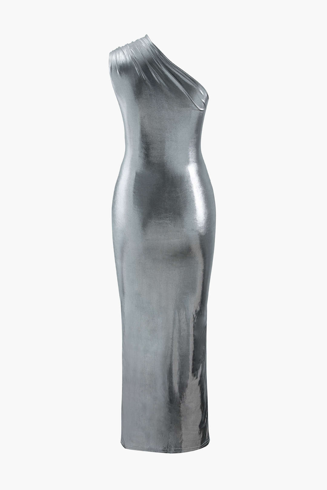 Metallic One Shoulder Midi Dress