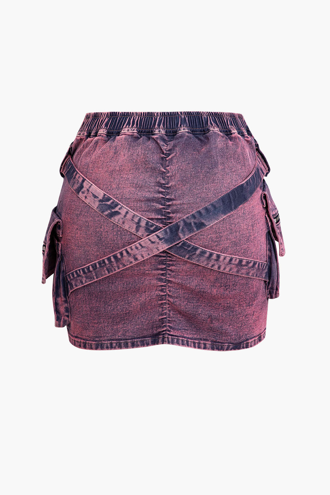 V-qadd Buckle Flap Pocket Denim Cargo Skirt