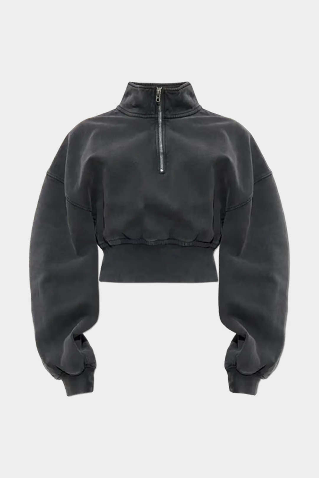 Mock Neck Zipper Long-Sleeve Sweatshirt