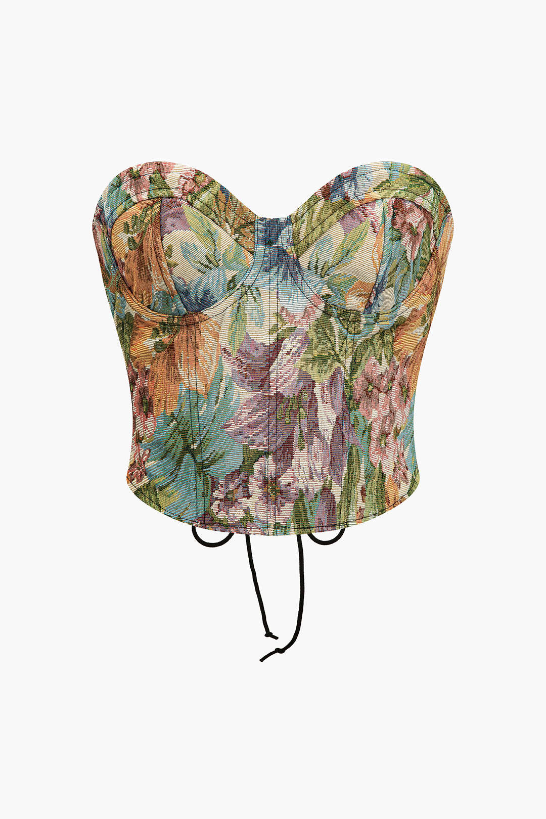 Retro Print Bustier Tie Back Tube Top