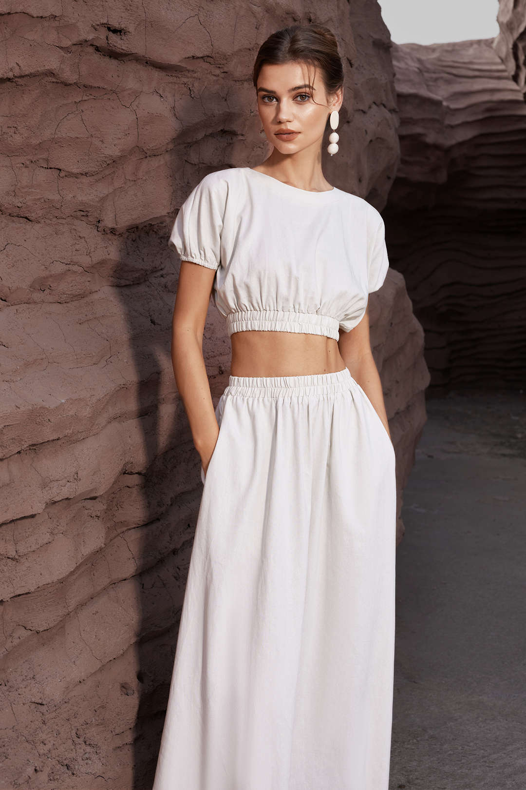 Basic Linen High Waist Maxi Skirt