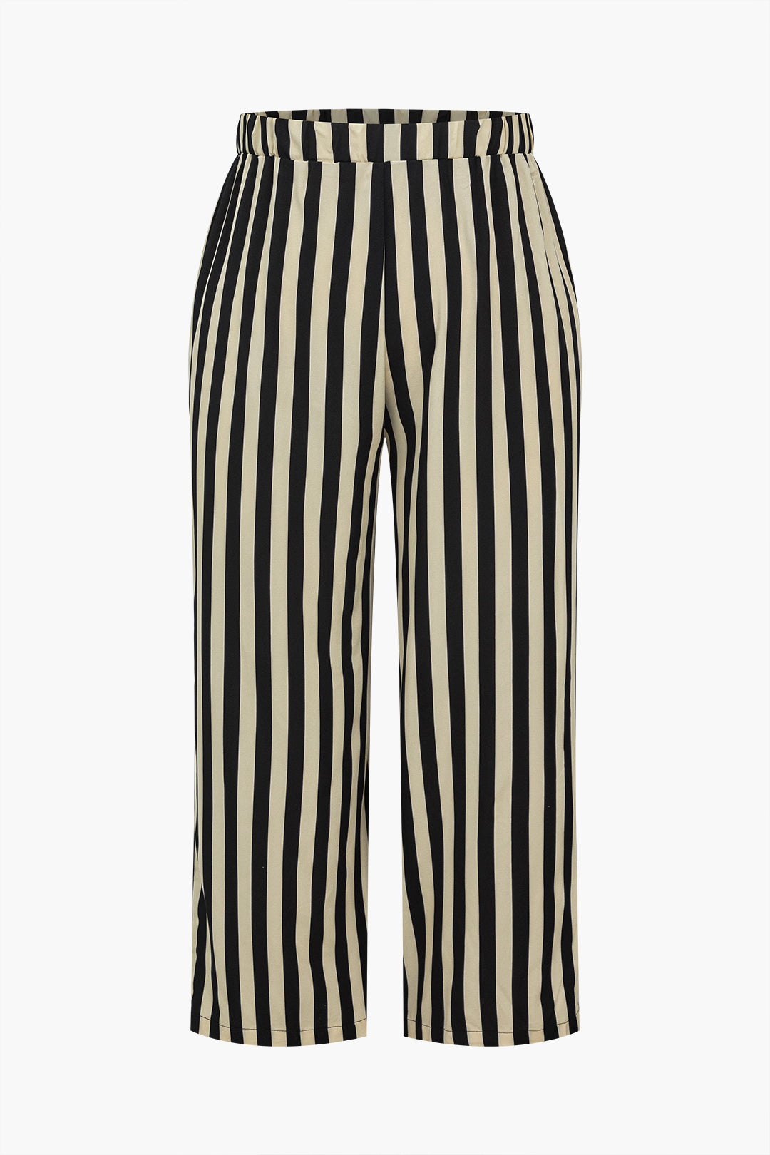 Plus Size Stripe Print Trouser Set