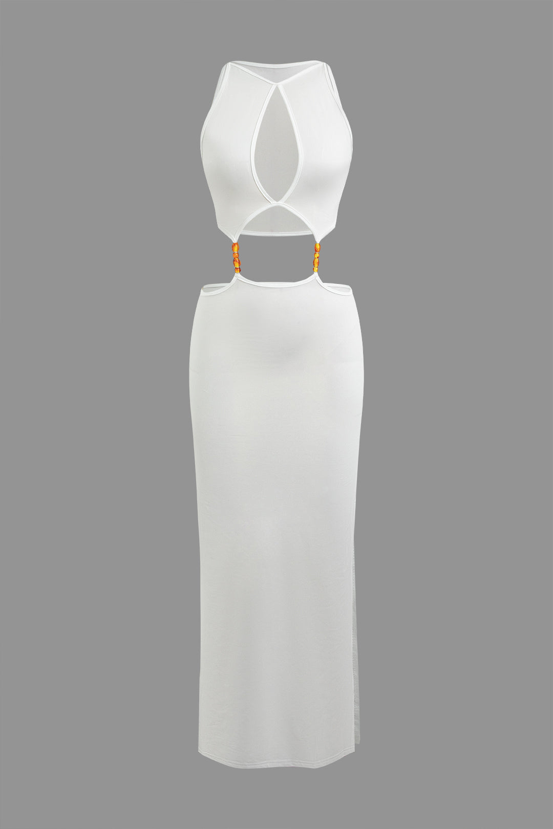 Cutout Tank Maxi Dress With Bead Accents