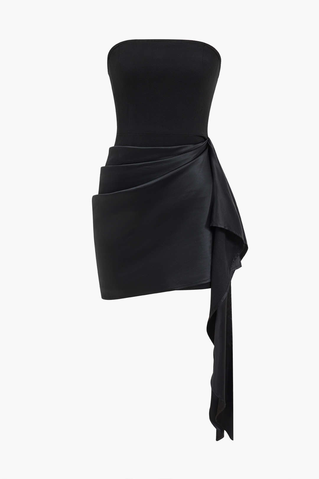 Asymmetrische strapless mini -jurk