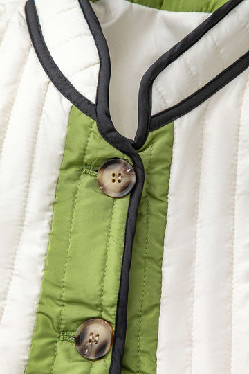 Contrast Stitching Button Up Stand Collar Jacket