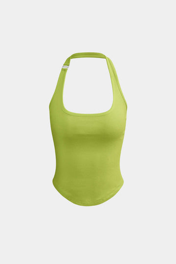 Basic vaste halter gebogen zoomtank top