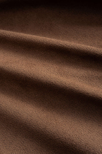 Suede Patchwork Notched Lapel Long-Sleeve Top