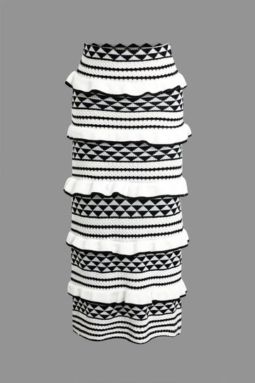 Bohemian Bra Top And Knit Midi Skirt Set