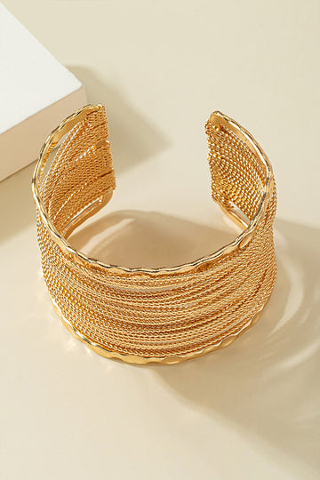Multi Layer Chain Open Cuff Bracelet