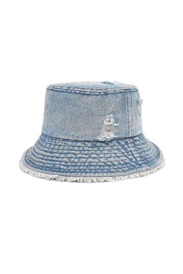 Ripped Frayed Denim Bucket Hat