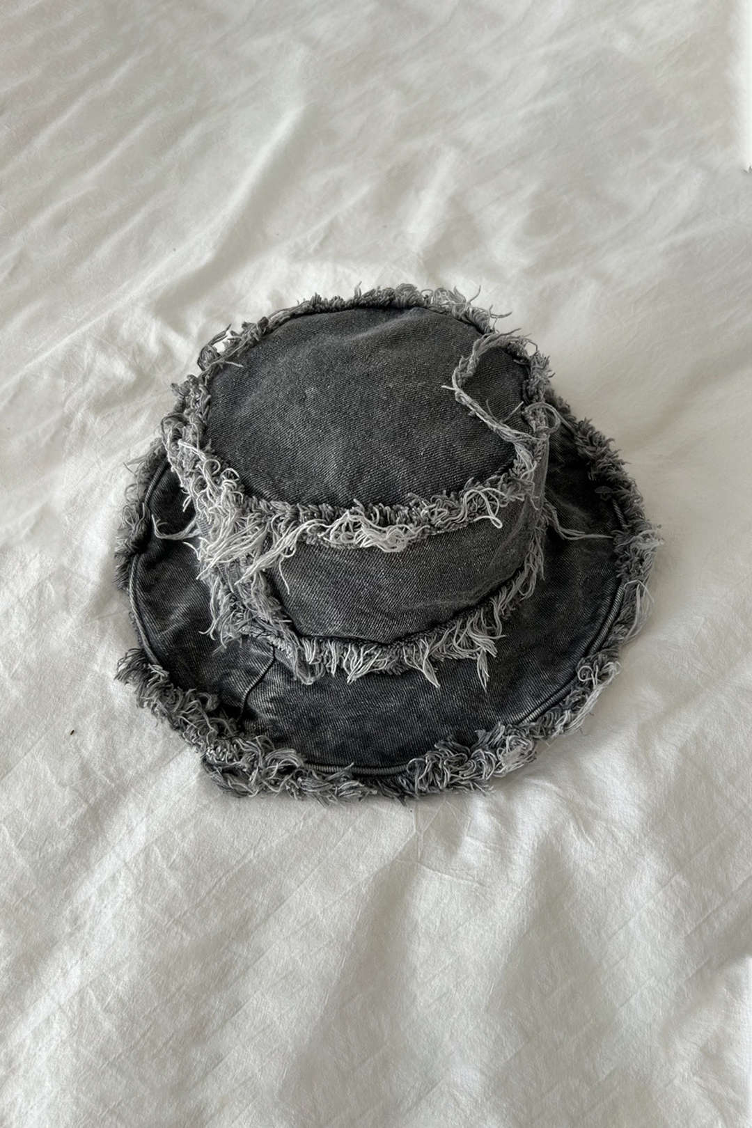 Distressed Fray Denim Bucket Hat