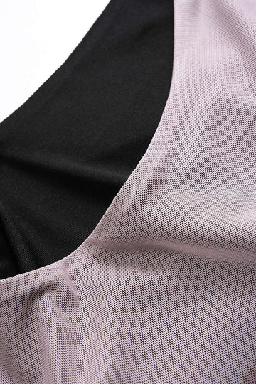 Tie-Dye Print Mesh Ruched Long Sleeve Maxi Dress