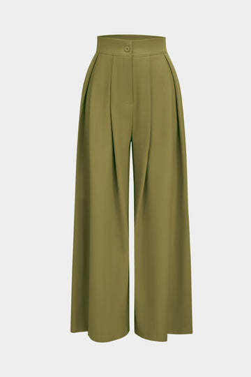 Wide Leg Pleated Trousers