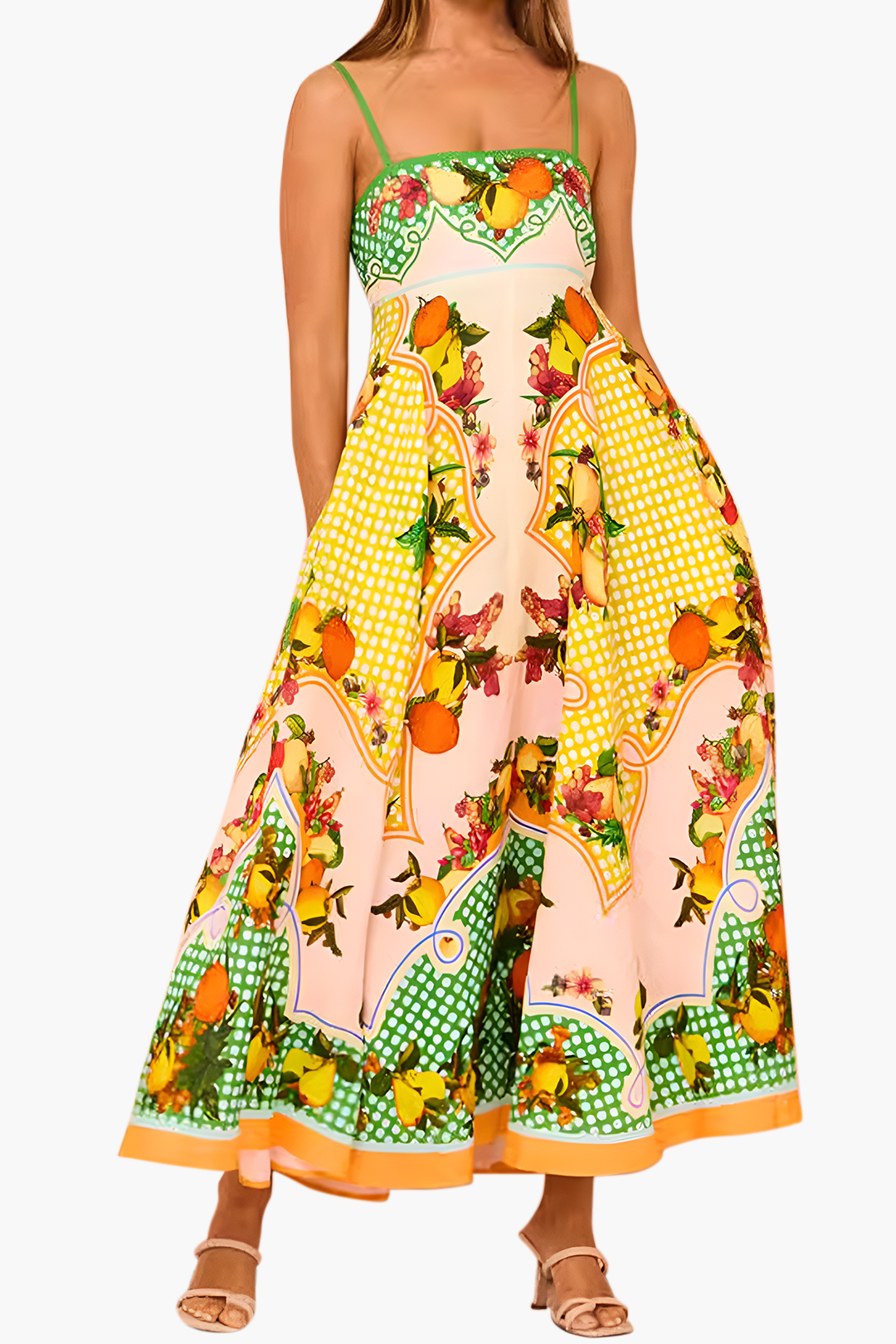 Fruit Print Cami Maxi Dress
