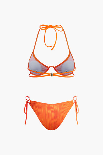 Ruched Tie Halter Bikini Set