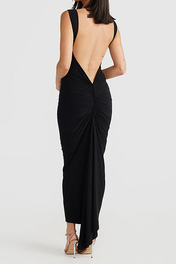 Backless Strap Ruched Maxi Dress