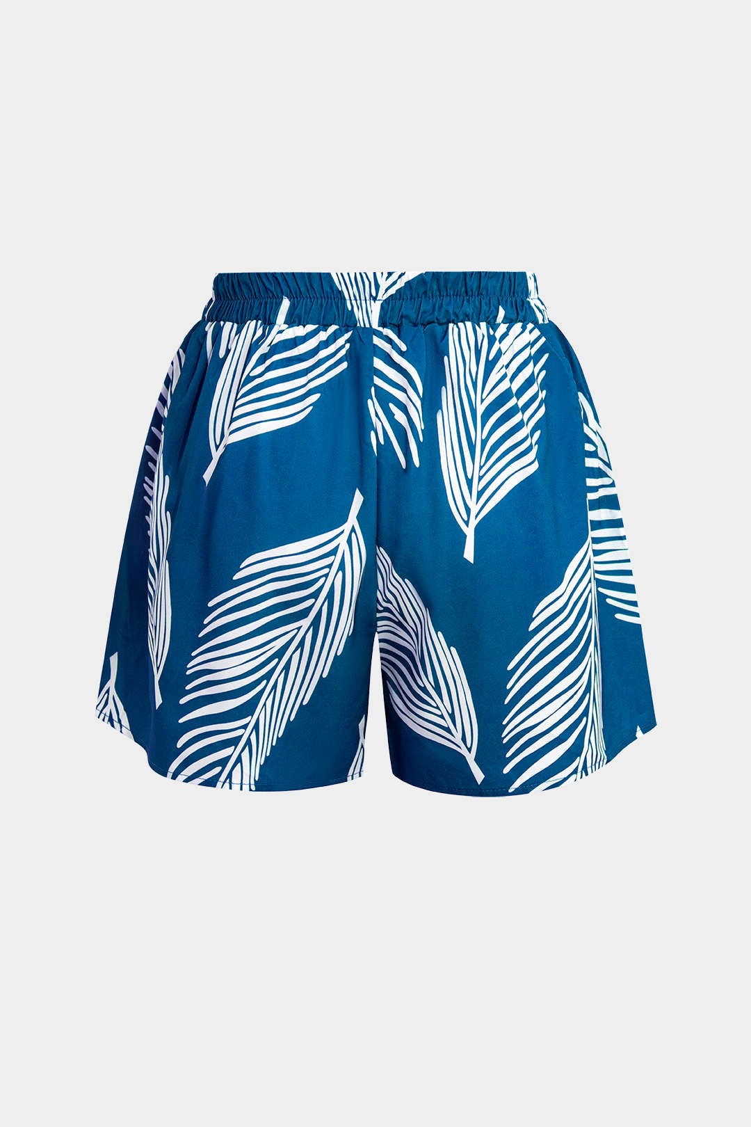 Leaf Print Drawstring Shorts Set