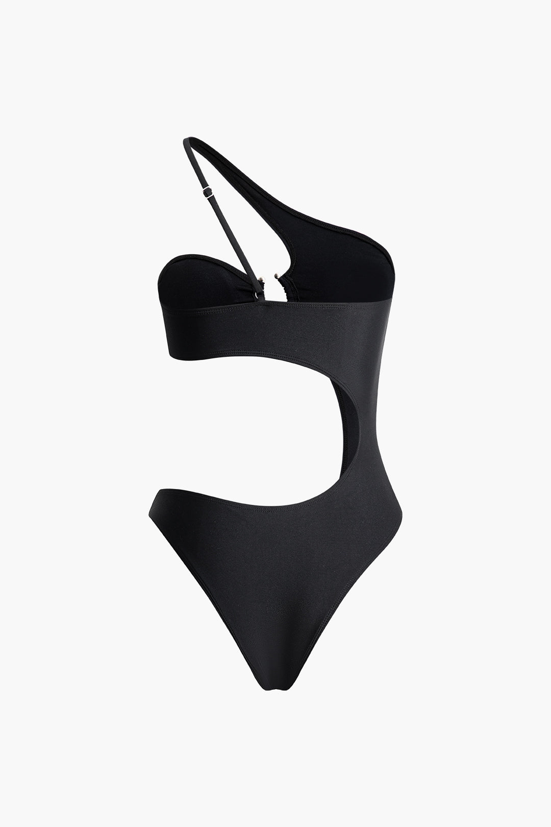 Asymmetrical U-ring Cut Out Ruched One-Piece Swimsuit