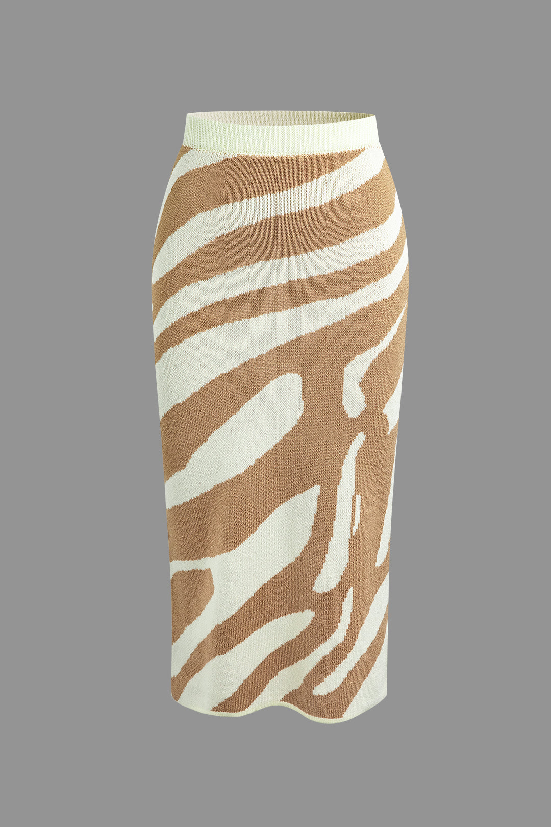 Stripe Knit Turtleneck Long Sleeve Crop Top And Midi Skirt Set