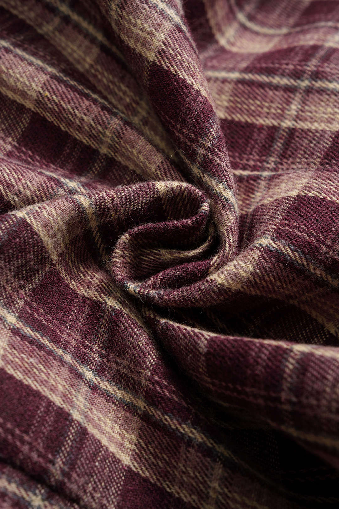 Plaid Print Ruched Waist-Cinching Long-Sleeve Shirt