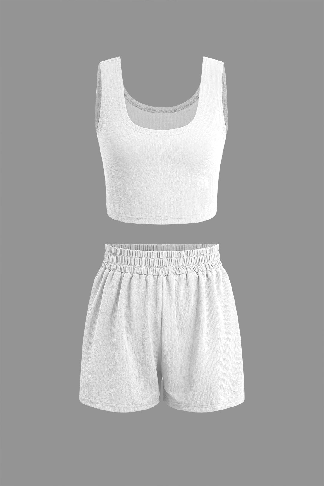 Basic Solid Crop Tank Top And Short Sets