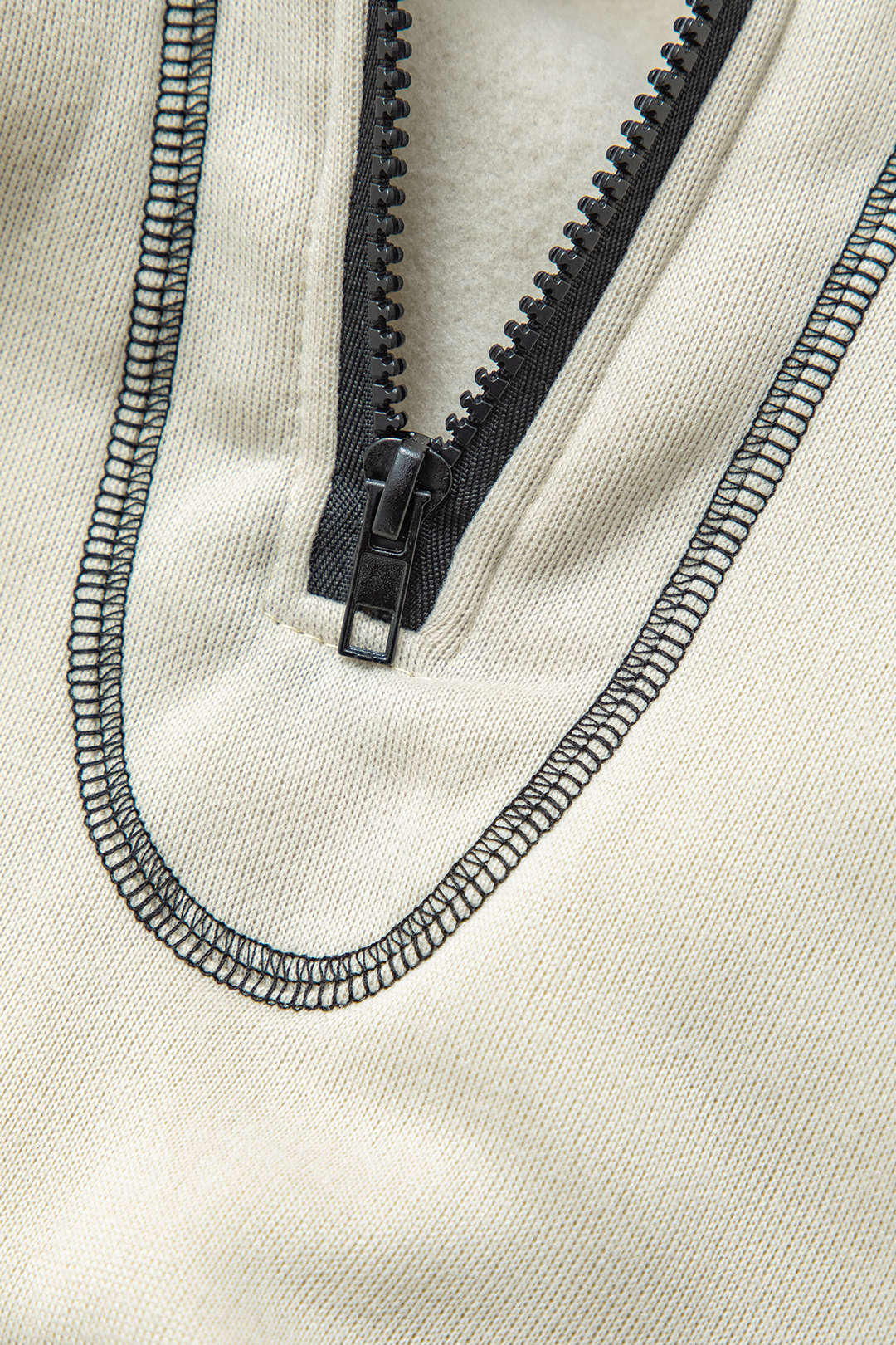 Contrast Seam Detail Open Collar Sweatshirt And Joggers Set