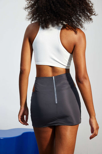 Solid Cut Out Ruched Skirt