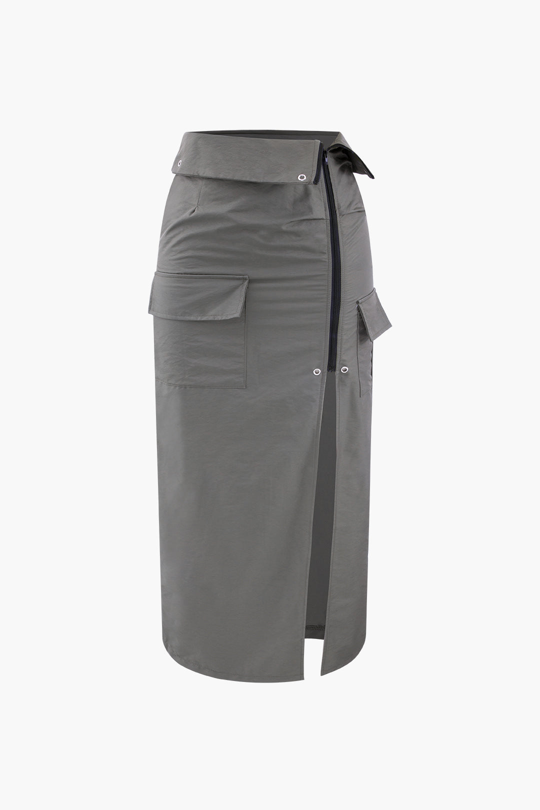 Foldover Waist Slit Cargo Skirt