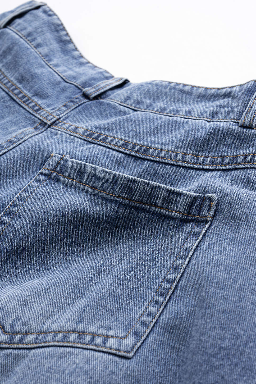 Denim patchwork flossede brede benshorts