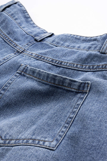 Denim patchwork flossede brede benshorts