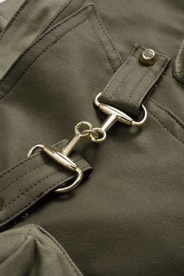 Faux Leather Contrast Pocket Skirt