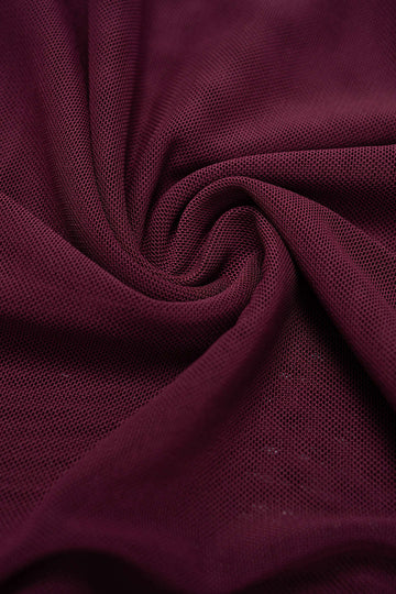 Ruched Mesh Long-Sleeve Top