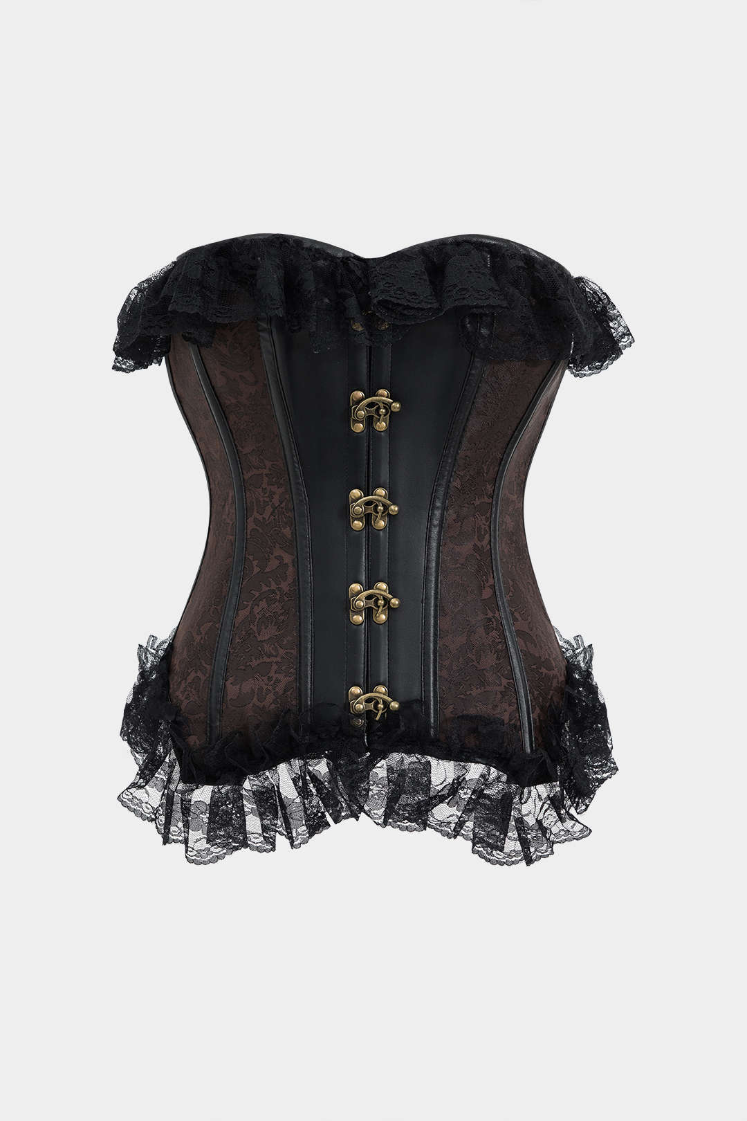 Δαντέλα jacquard μεταλλικό κουμπί Strappy Corset Tube Top