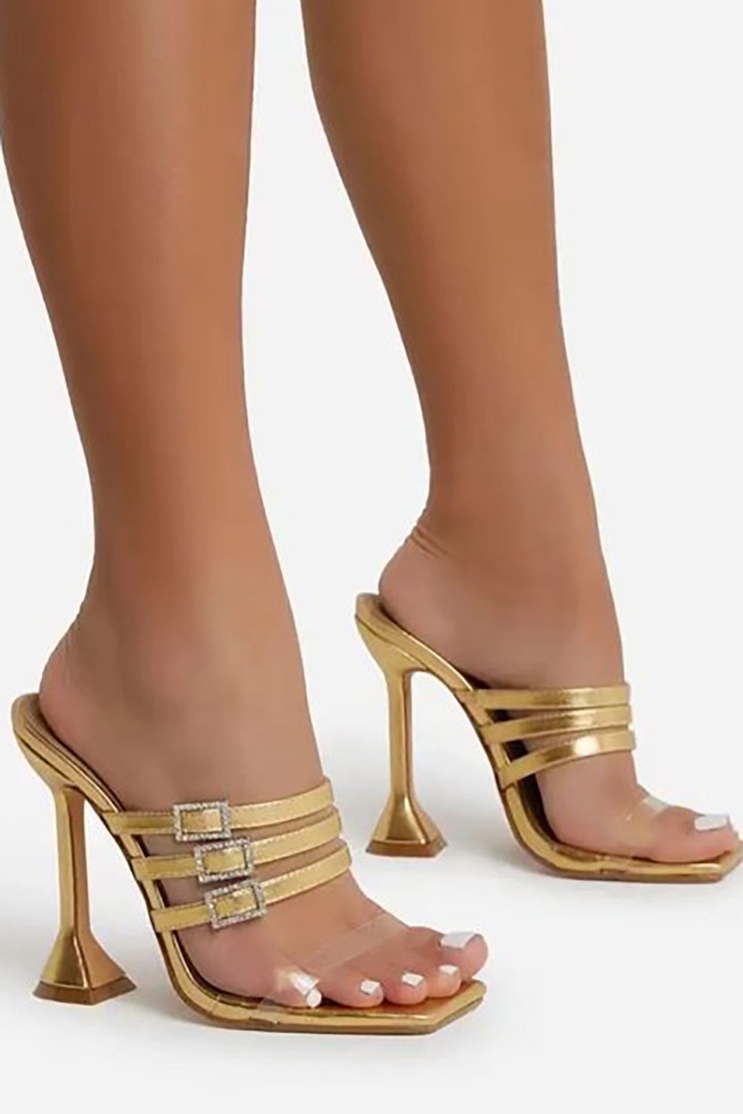 Square Toe Ankle-strapless High Heeled Sandals