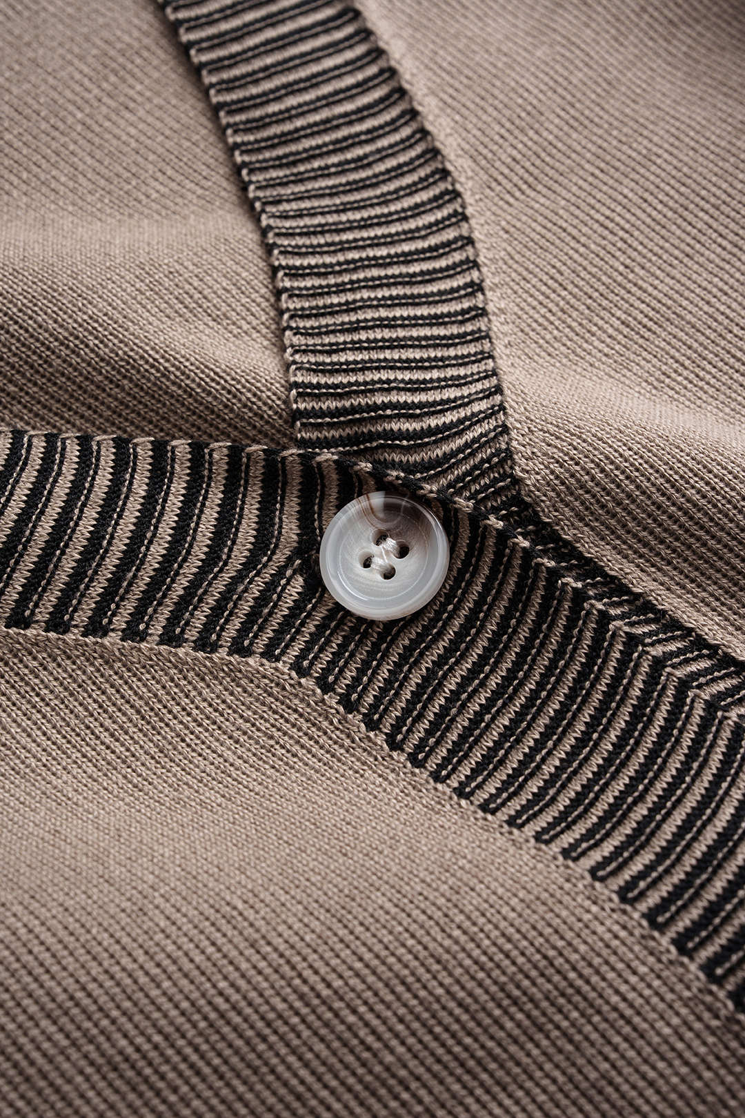 Knit Contrast Binding Button Cardigan And Straight Leg Pants Set