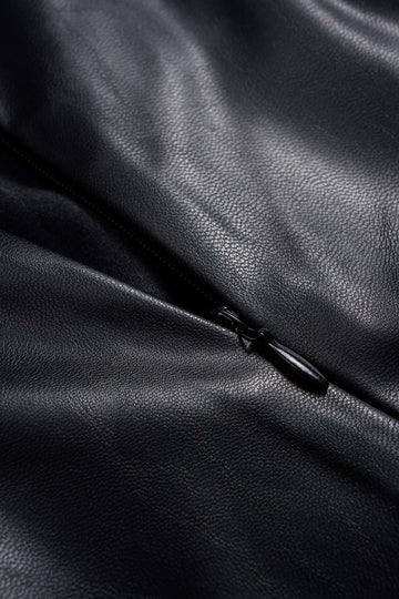 Faux Leather High Slit Ruched Crossed Skirt