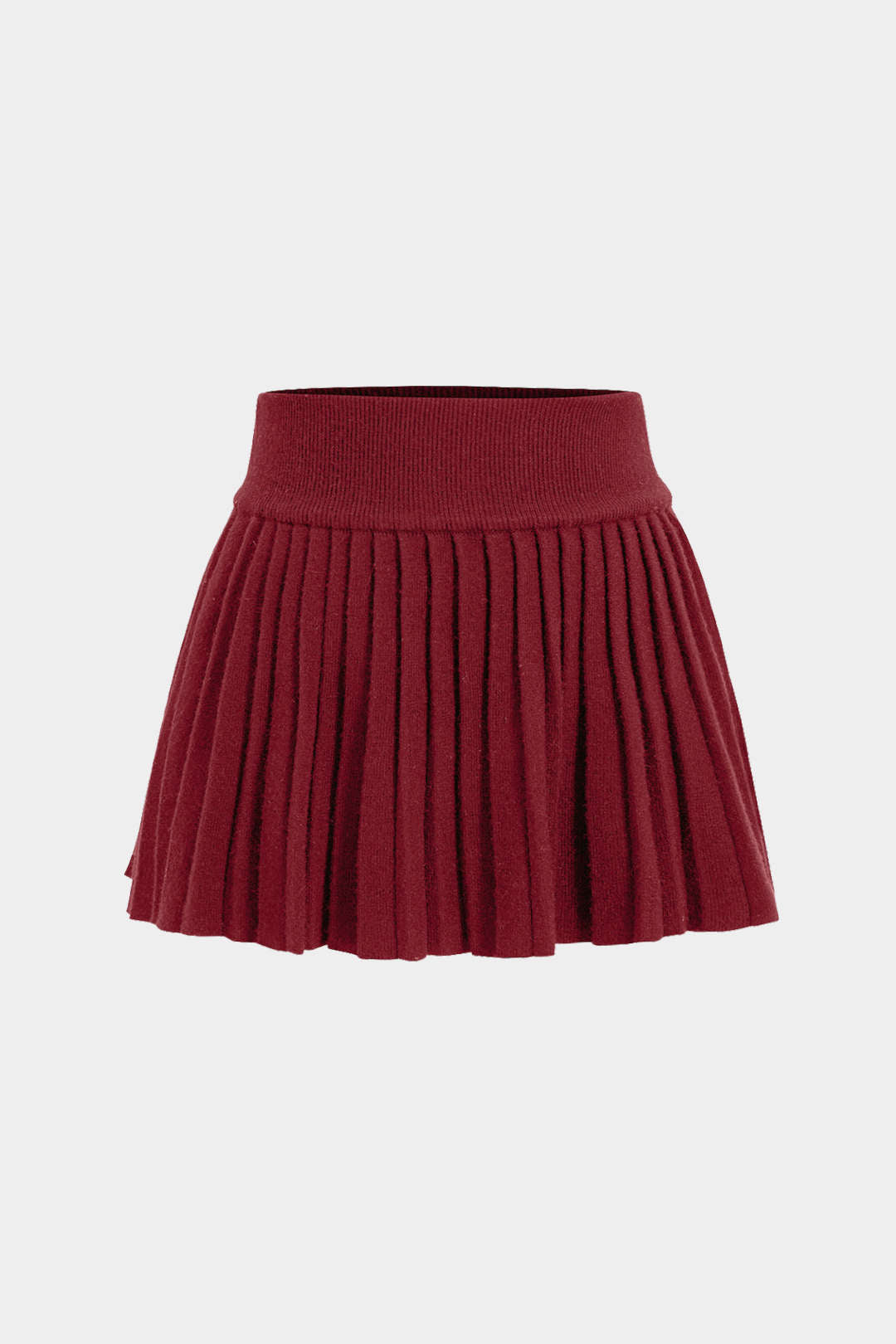 Plus Size Knit Pleated Mini Skirt