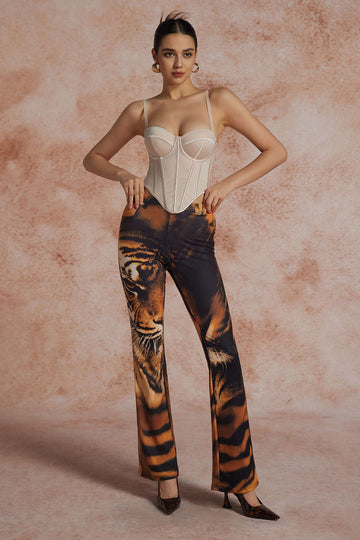 Tiger Print High Waist Trousers