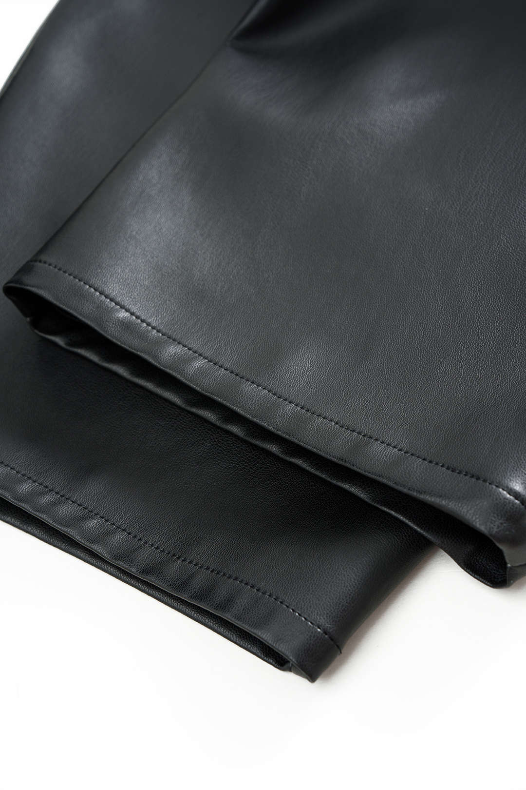 Faux Leather Braided Belted High Waist Barrel Trousers