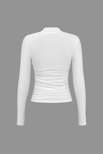 Ruched Crossover Long Sleeve Top