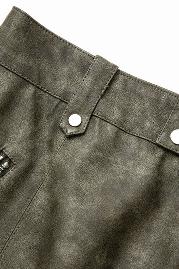 Retro Faux Leather Zip Up Mini Skirt