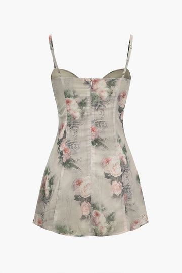 Floral Print Bustier Slip Mini Dress