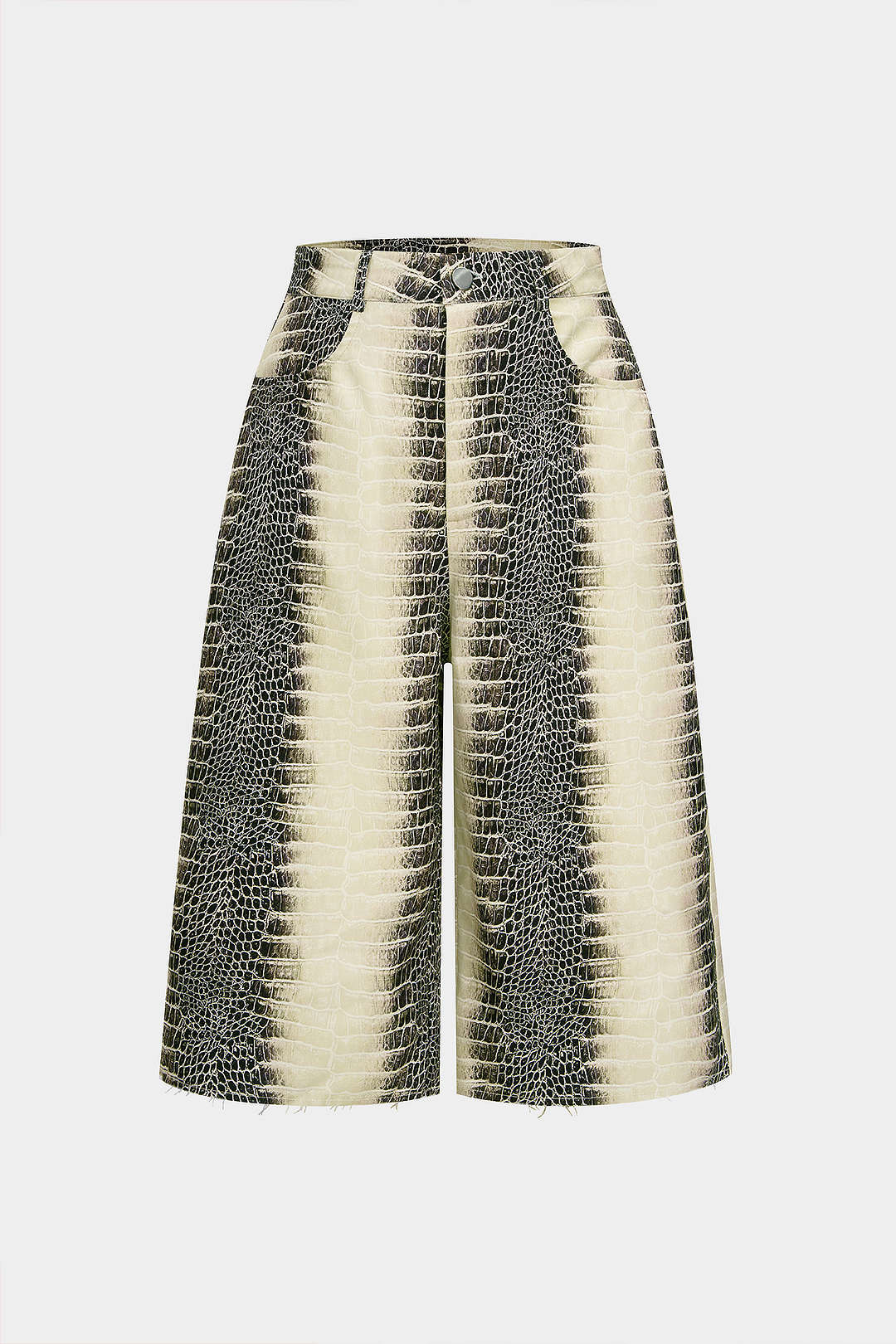 Snake Skin Print Straight Leg Shorts