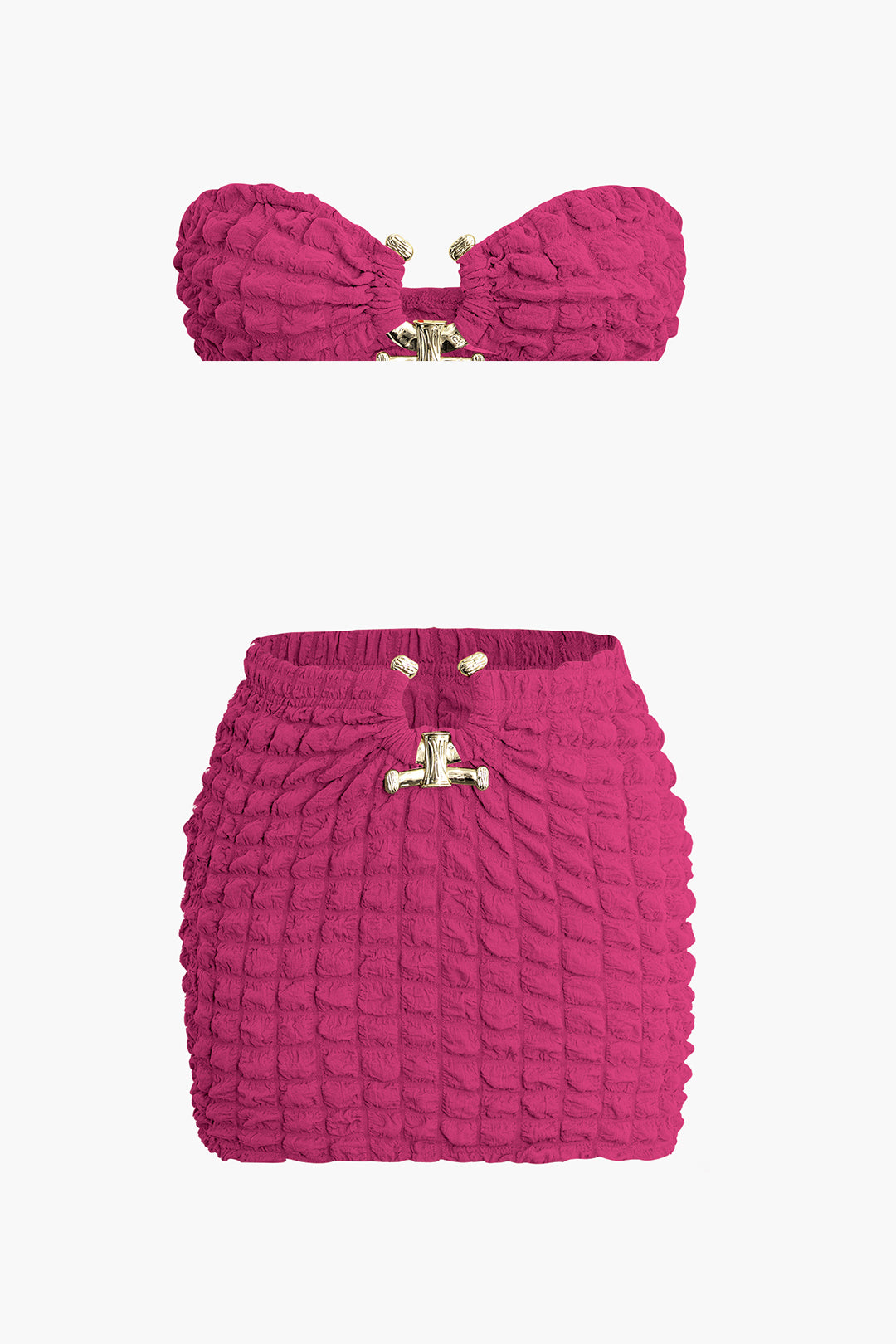 Popcorn Textured Tube Top And Mini Skirt Set